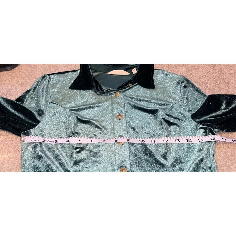 Soft Surroundings (Small) Women’s- Green Velvet Enchanted Button Shirt Fiona - Picture 8 of 16